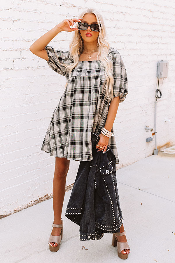 Ready For Denver Plaid Babydoll Dress Image - 5