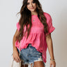 Look To You Satin Babydoll Top In Pink Image - 1