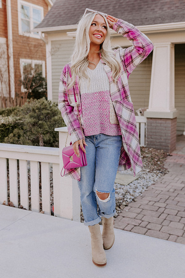 Hometown Roots knit Sweater In Hot Pink • Impressions Online Boutique