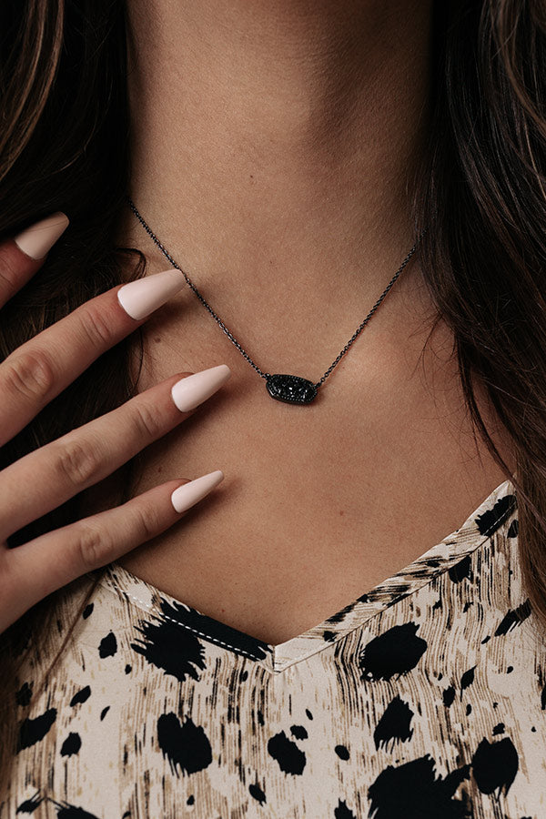 Kendra Scott Elisa Pendant Necklace in Black Drusy