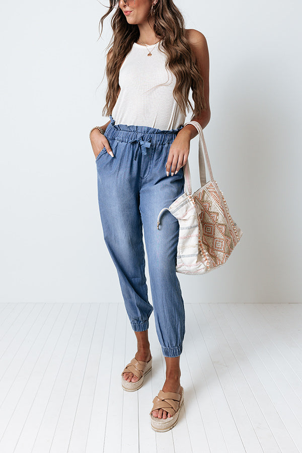 Summertimes Blues Chambray Joggers Image - 2