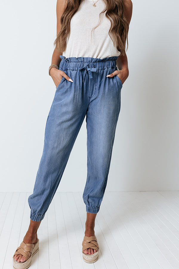 Summertimes Blues Chambray Joggers Image - 4