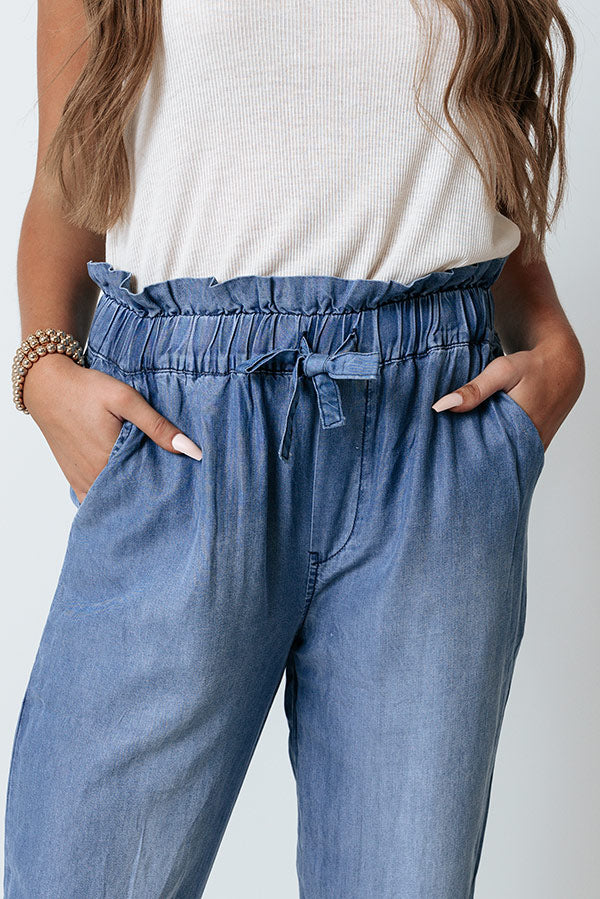 Summertimes Blues Chambray Joggers Image - 5