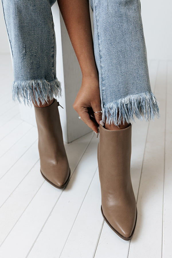 The Portofino Faux Leather Bootie In Warm Taupe Image - 4