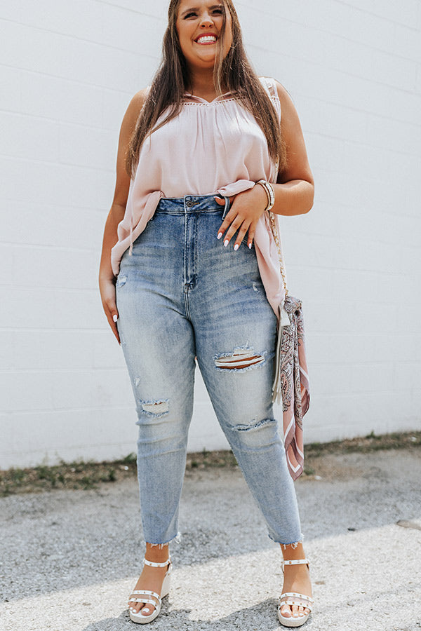 Risen The Seera High Waist Distressed Jean in Light Wash Curves Image - 2