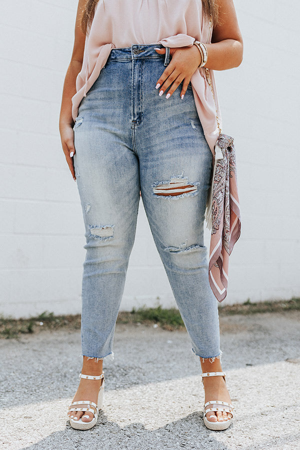 Risen The Seera High Waist Distressed Jean in Light Wash Curves Image - 1