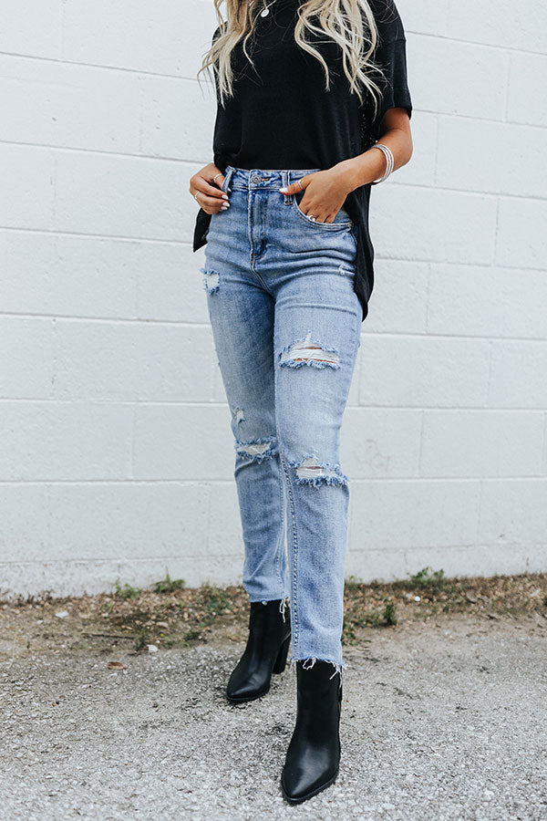 Risen The Seera High Waist Distressed Jean in Light Wash Image - 4