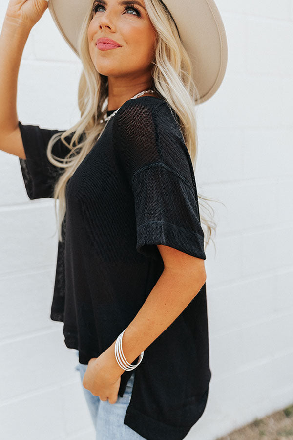Sunset Hours Knit Shift Tee In Black Image - 5