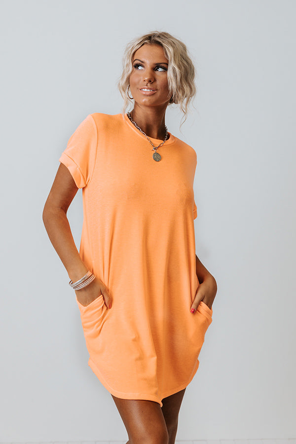 New Adventure T-Shirt Dress In Neon Orange