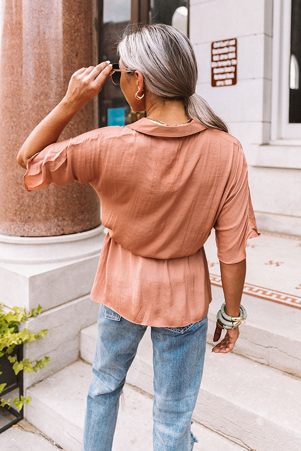 Imported Bubbly Satin Top In Latte Image - 4