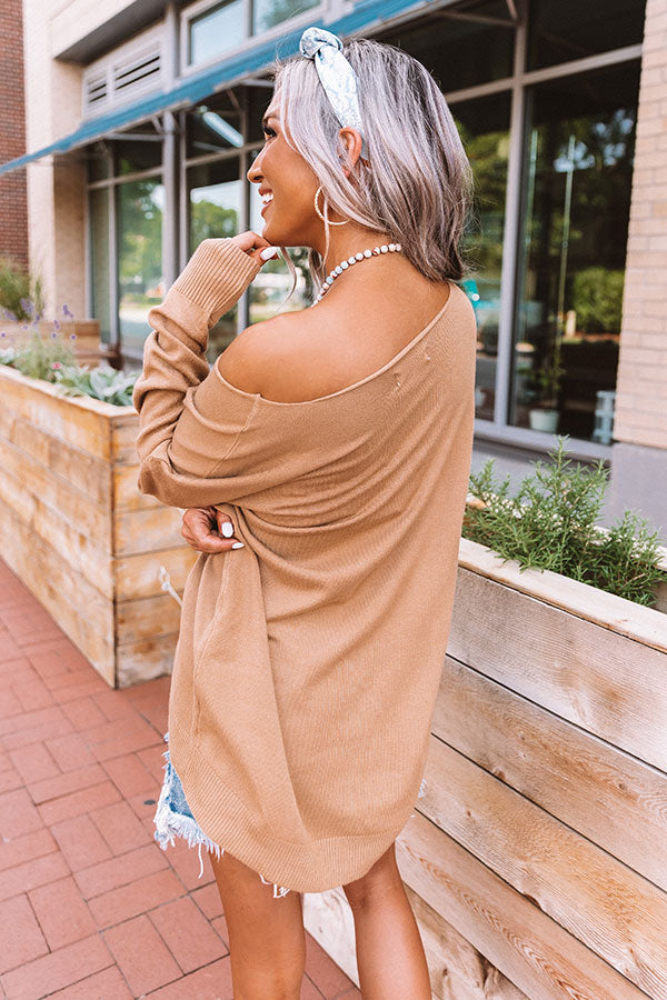 Merlot Sips Shift Sweater in Camel Image - 5