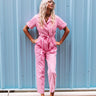 Capturing Memories Denim Jumpsuit in Pink Image - 1