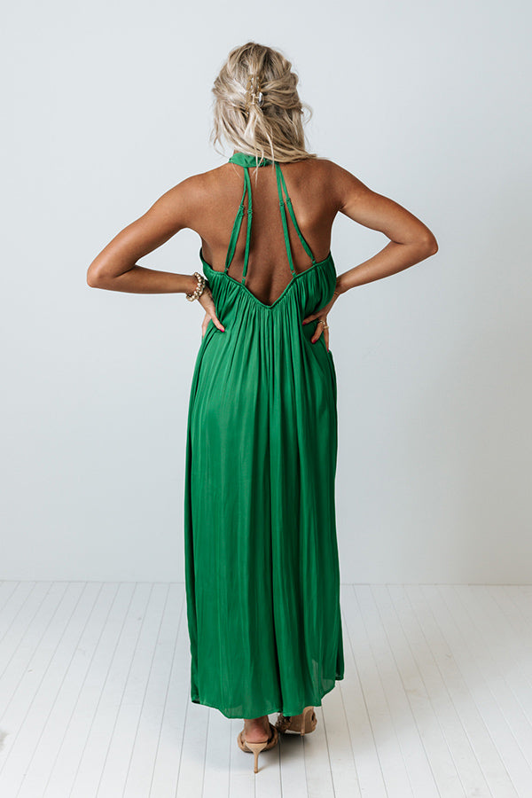 Stunning Views Satin Jumpsuit in Green Image - 4