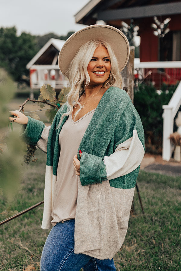Sundown Chill Cardigan In Hunter Green Curves • Impressions Online Boutique