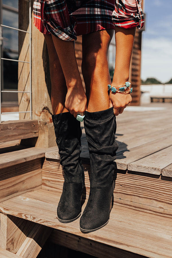 The Chelsie Faux Suede Boot In Black Image - 2