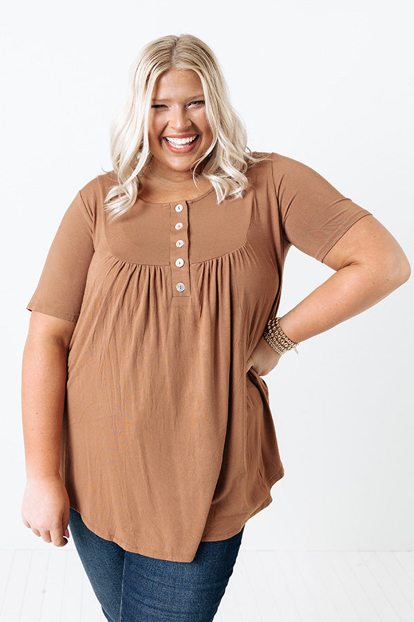 Follow Your Lead Shift Top In Camel Curves Image - 4