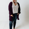 All Spice Popcorn Knit Cardigan In Royal Plum Curves Image - 1