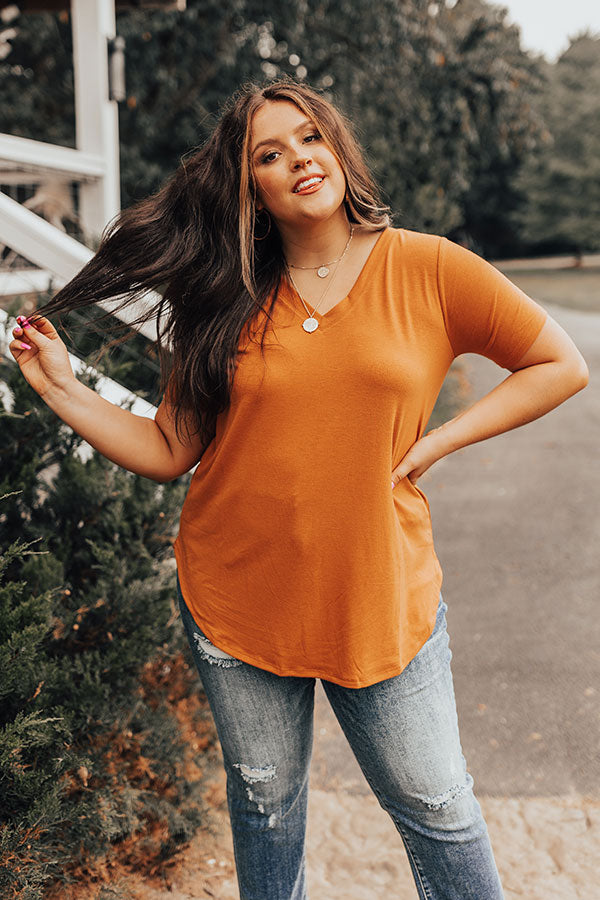 Back To My Roots Tee in Rust Curves Image - 4