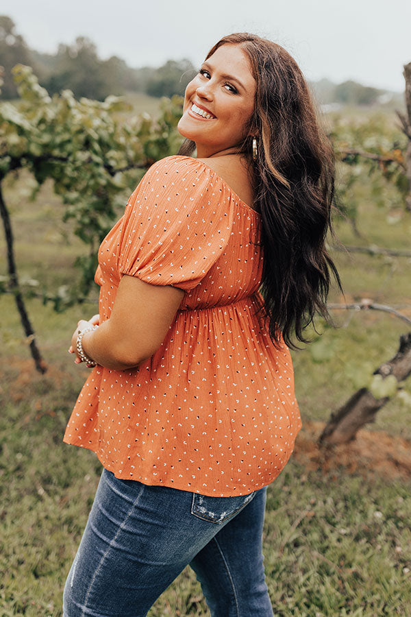 Photo Album Babydoll Top In Tangerine Curves Image - 5