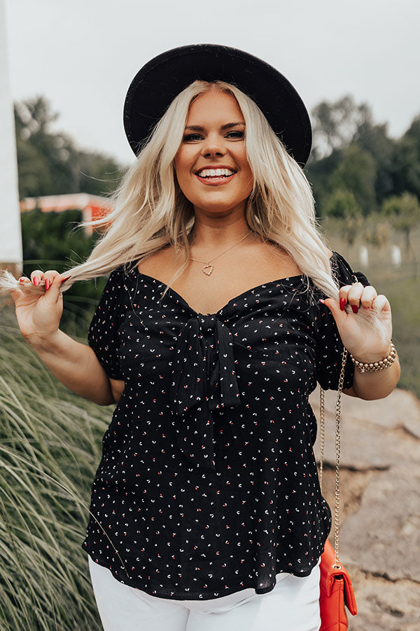 Photo Album Babydoll Top In Black Curves Image - 1