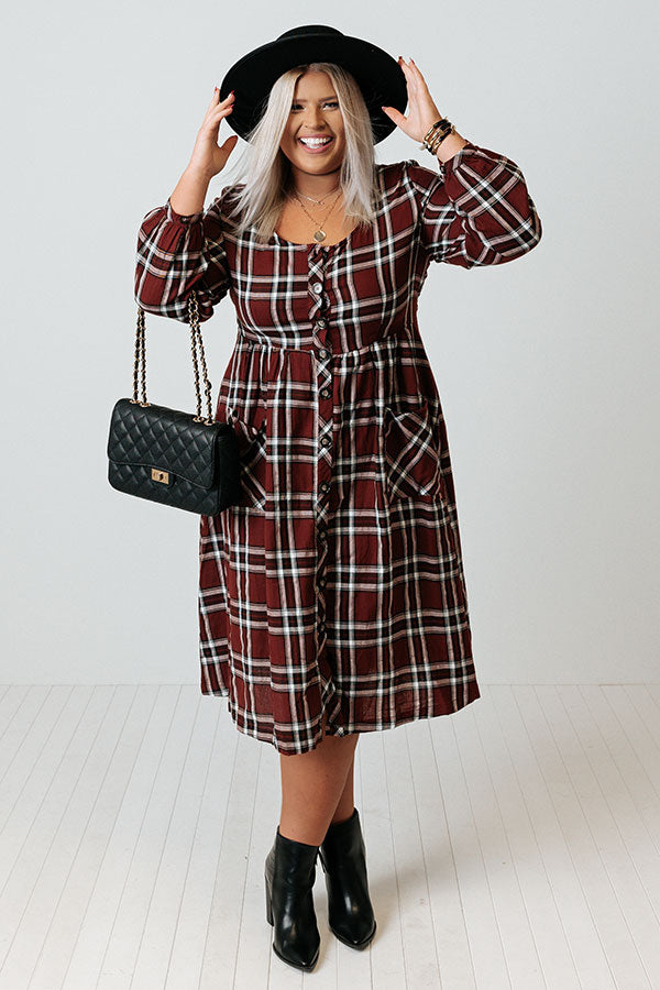 Sipping On Cider Plaid Midi Curves Image - 1