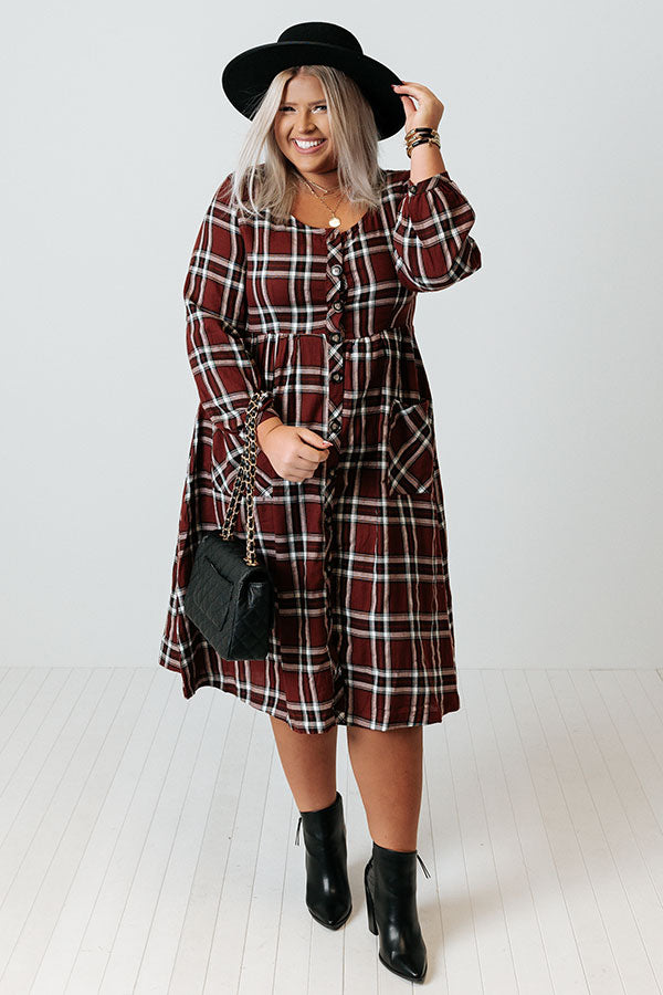Sipping On Cider Plaid Midi Curves Image - 5