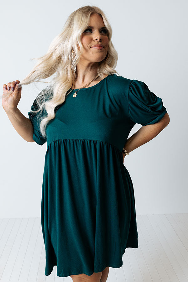 Vermont Kisses Babydoll Dress In Hunter Green Curves Image - 4