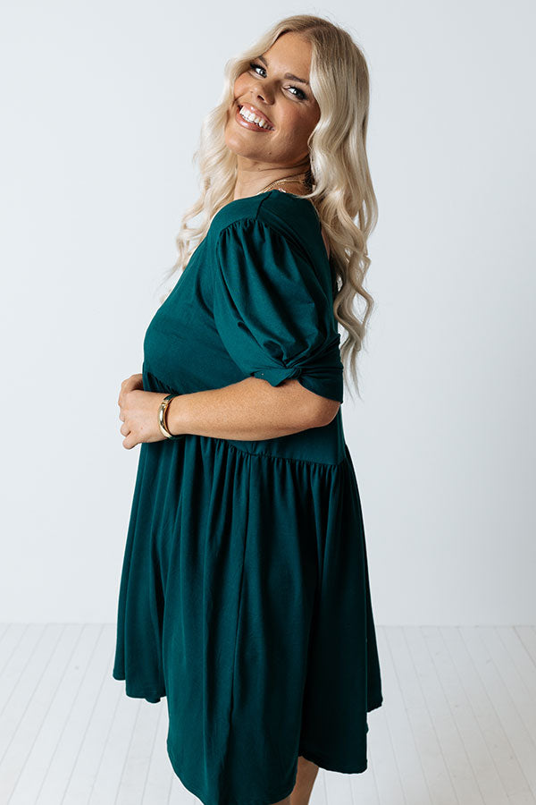 Vermont Kisses Babydoll Dress In Hunter Green Curves Image - 3