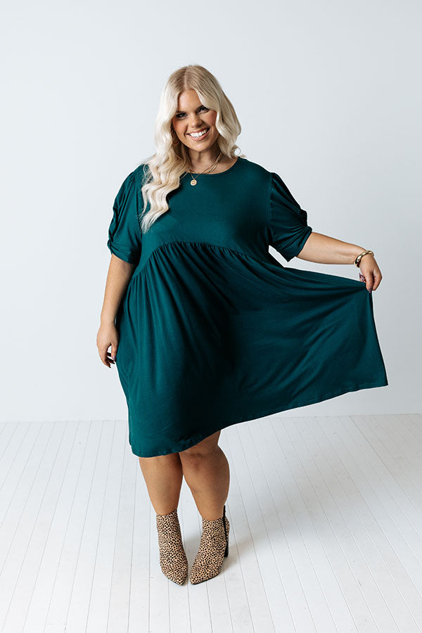 Vermont Kisses Babydoll Dress In Hunter Green Curves Image - 1