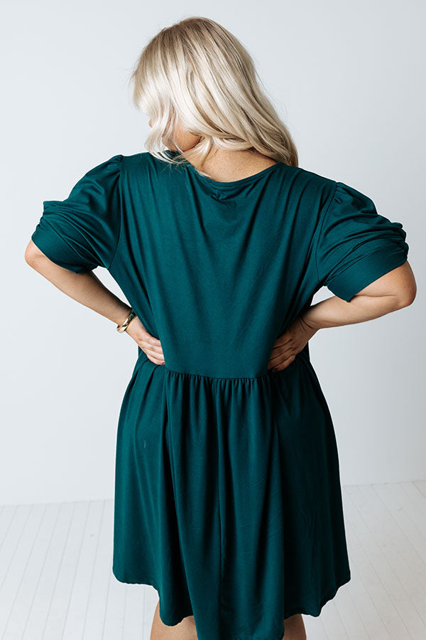 Vermont Kisses Babydoll Dress In Hunter Green Curves Image - 5