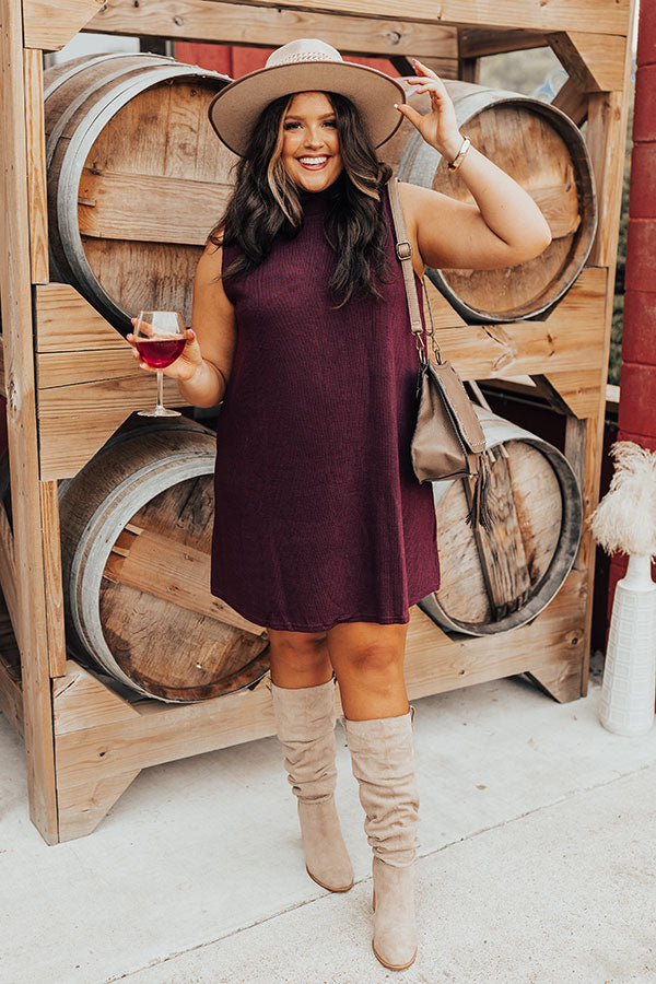 Vermont Wishes Knit Shift Dress In Wine Curves Image - 1