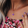 Kendra Scott Mallory Gold Pendant Necklace in Plum Kyocera Opal Image - 1