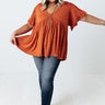 Brunchin' Babe Babydoll Top In Orange Curves Image - 1