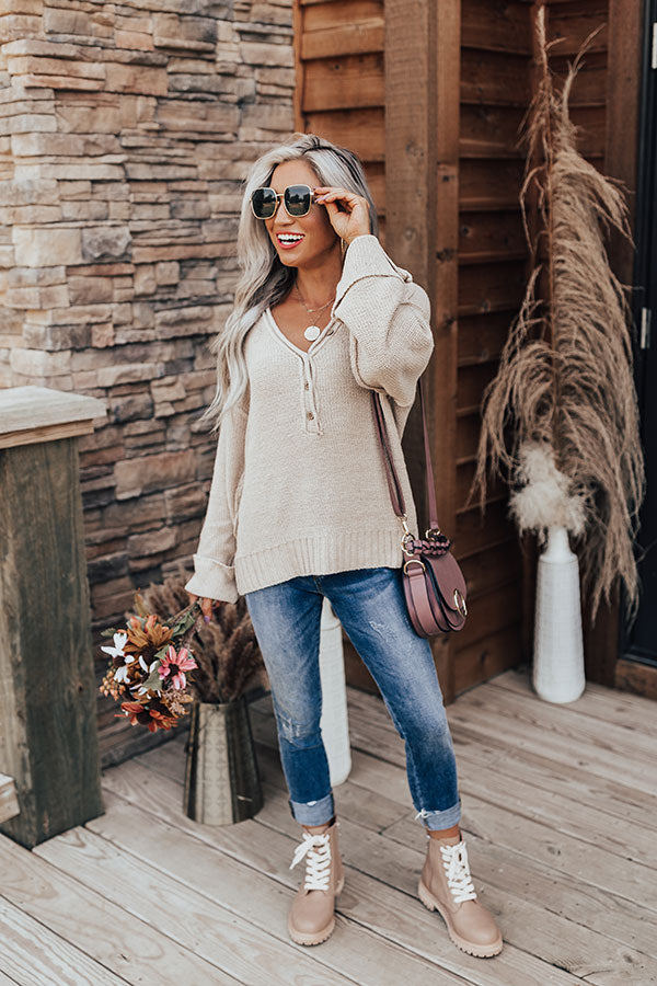 Catch A Chill Knit Top In Beige • Impressions Online Boutique
