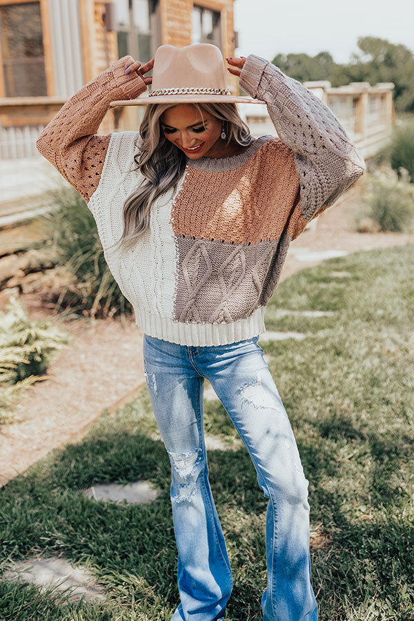 Lost In Layers Color Block Sweater In Iced Mocha Image - 1