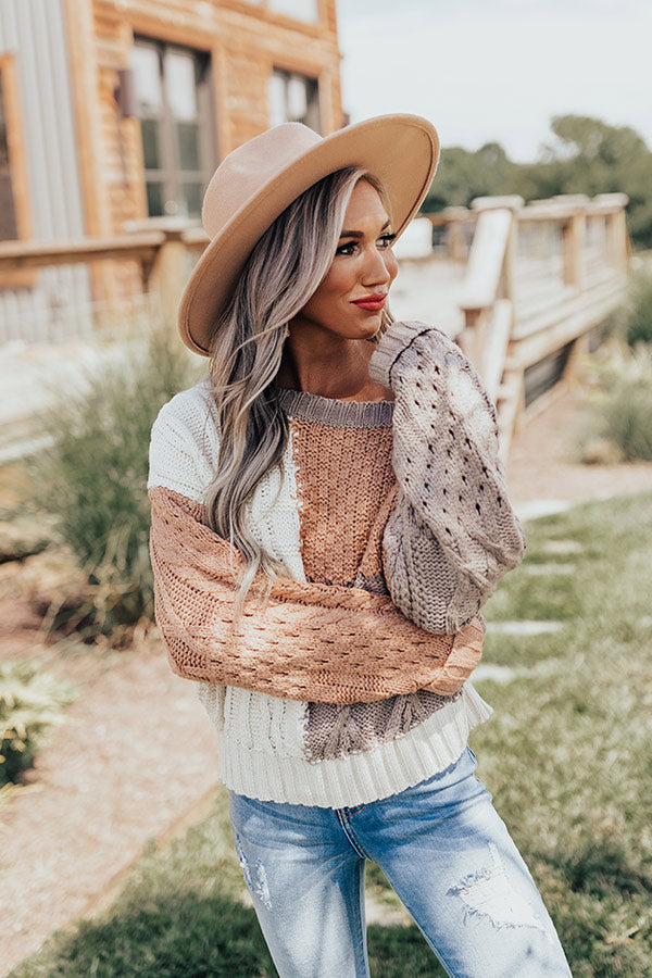 Lost In Layers Color Block Sweater In Iced Mocha Image - 1