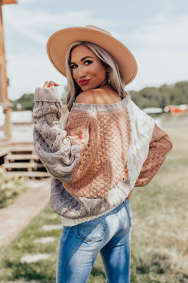 Lost In Layers Color Block Sweater In Iced Mocha Image - 1