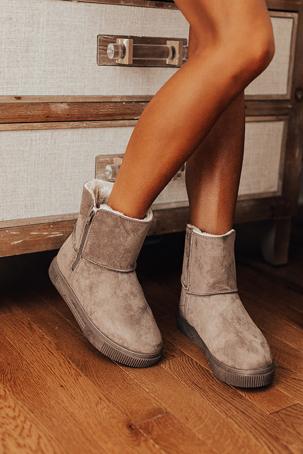The Cassie Faux Suede Boot In Dark Taupe Image - 4