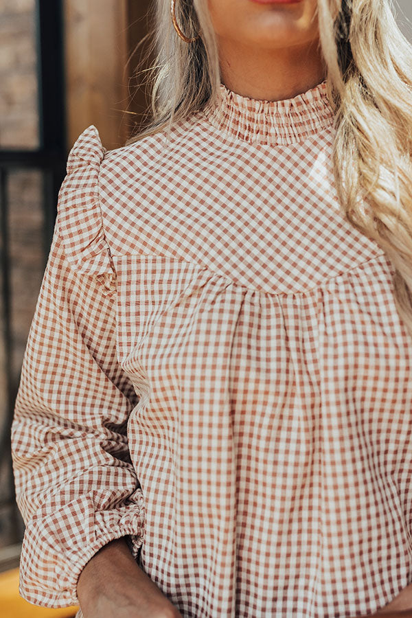 Chestnut Latte Gingham Top Image - 4
