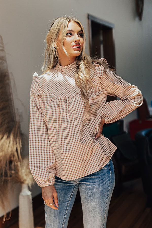 Chestnut Latte Gingham Top Image - 3