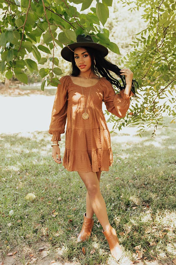 Epic Expectation Shift Dress in Camel Image - 5