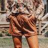 The Lexington High Waist Faux Leather Shorts In Camel Image - 1