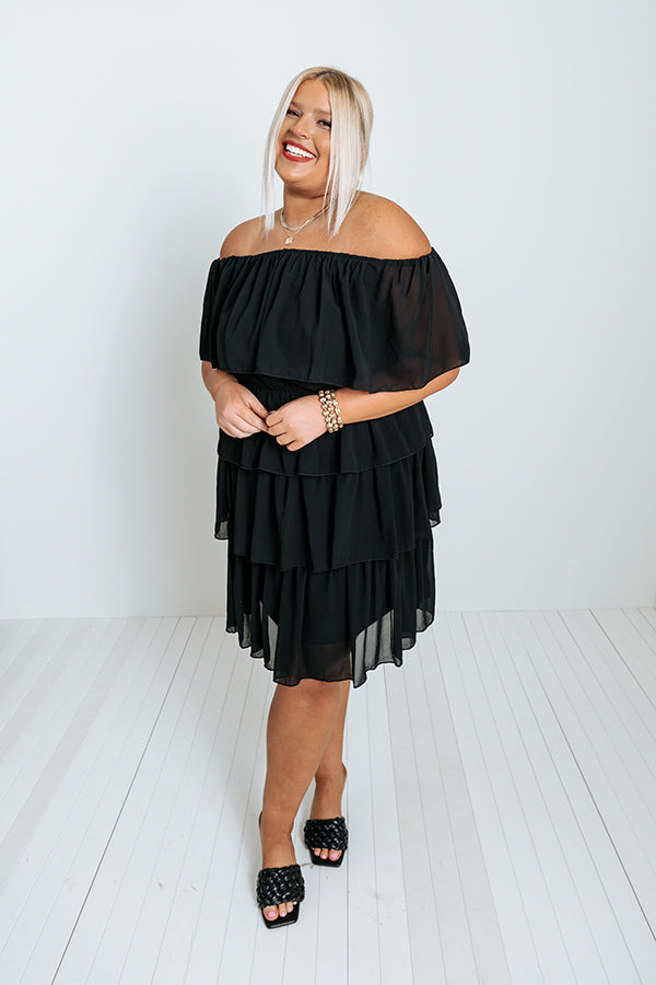 Passion For Pinot Ruffle Dress In Black
