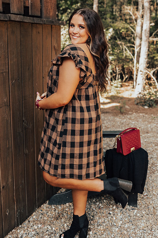 Trend Forecast Gingham Dress In Brown Curves - Main Image