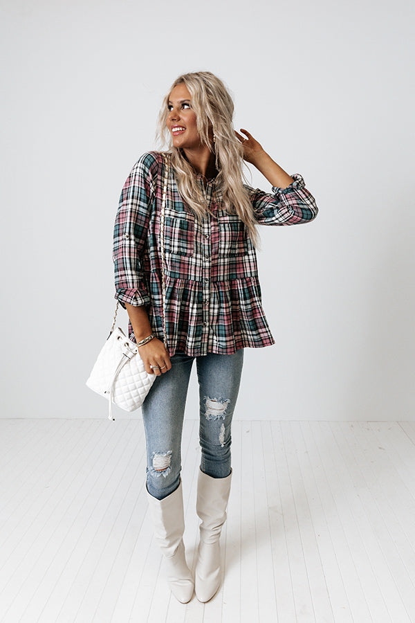 Falling For Hue Plaid Top Image - 1