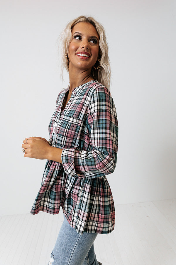 Falling For Hue Plaid Top Image - 5