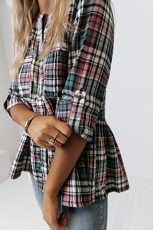 Falling For Hue Plaid Top Image - 3