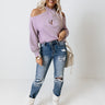 Sweet Embrace Cold Shoulder Sweater In Lavender Image - 1