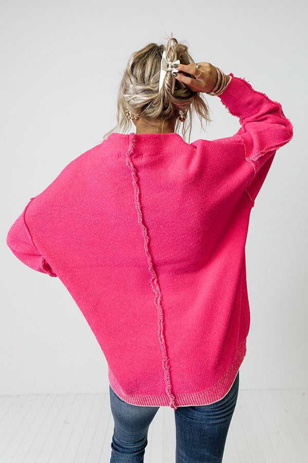 Haute Tea Chenille Sweater In Hot Pink Image - 5