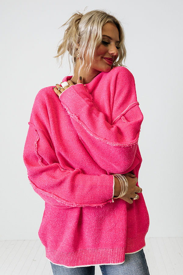 Haute Tea Chenille Sweater In Hot Pink Image - 3